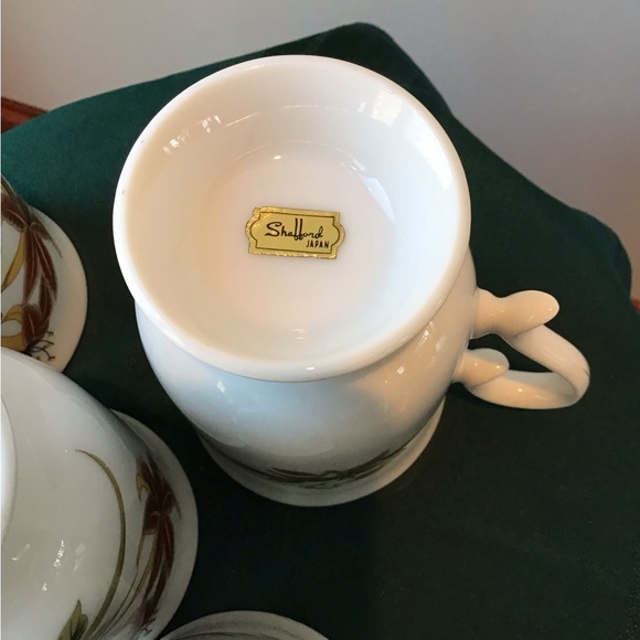 Vintage Shafford Chinese Garden Mug Set Japan‎ Footed Lilly Butterfly Tall - Picture 6 of 8